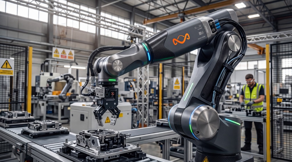 Infinitude Robotics TITAN A6 6-Axis Industrial Robotic Arm in Production Workcell